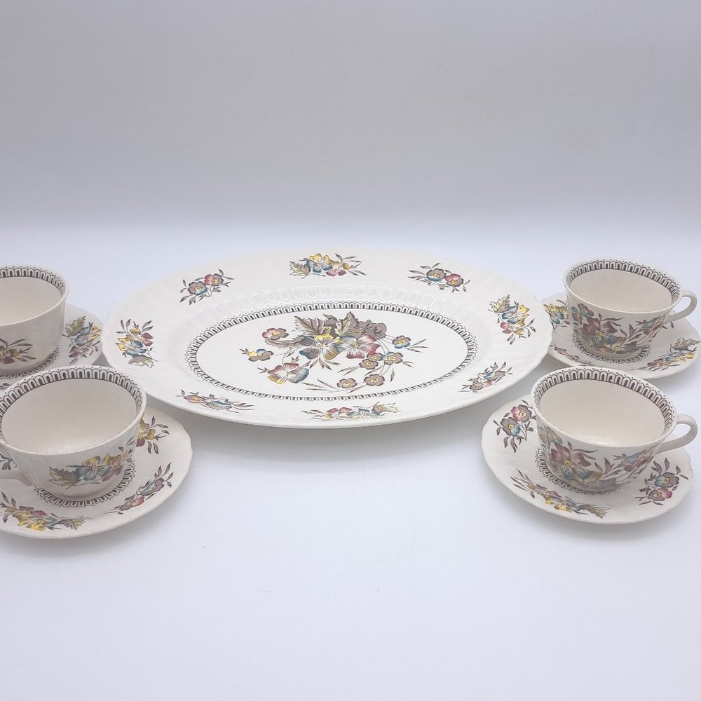 Serving Platter and Teacups -Meadow by Wade
